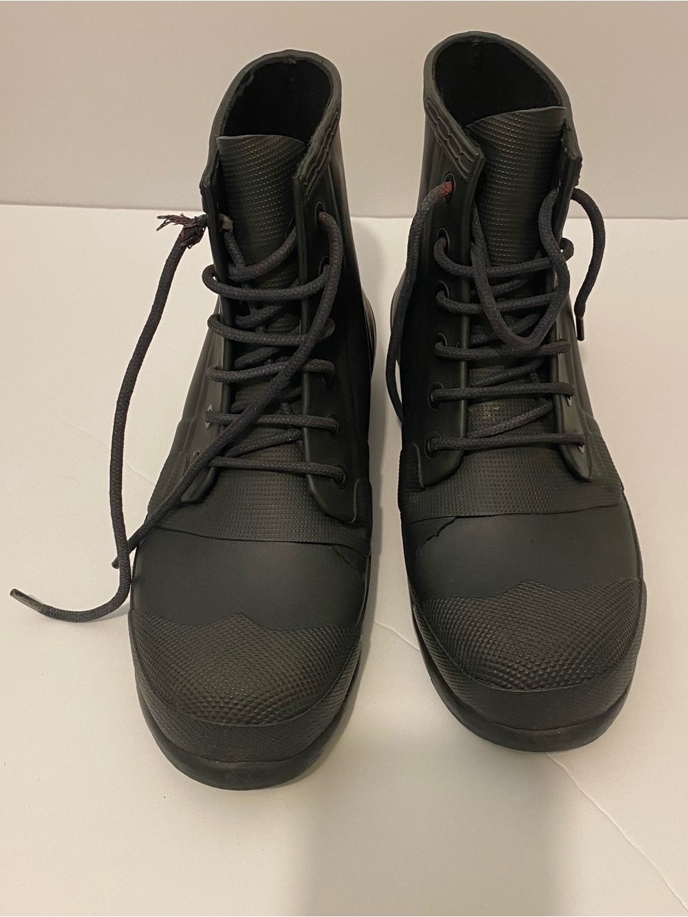 Hunter Black Men's Lace-Up Rubber Boots